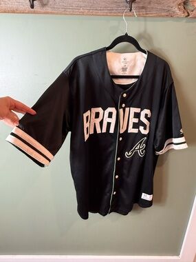 Atlanta Braves Black Button-Up Jersey